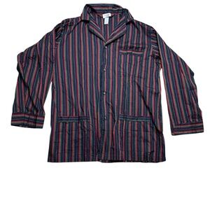 💤 Vintage Christian Dior Striped Cotton Pajama Top Men’s XL-Tall Lounge Shirt 💤
